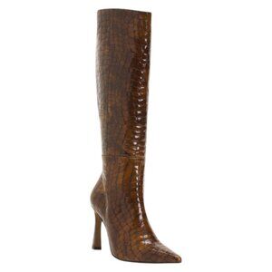 ANA PALMA Made In Spain Patent Leather Croco High Shaft Boots With Wrapped Heel